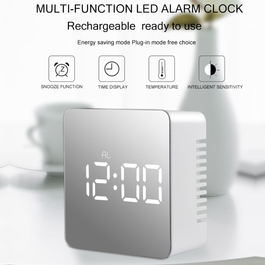 LED Mirror Alarm Clock Digital Table Clock